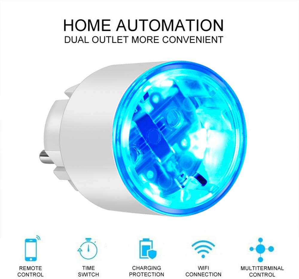 HUIGE WiFi Smart Plug Socket Compatible with Alexa, Echo,Mini Smart Outlet with Energy Monitoring, App Remote Control and Timer Function, No Hub Required,4BACK