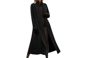 BOFETA Women's Shawl Collar Maxi Pea Coat Casual Long Sleeve Jacket with Pockets Wool Blend Overcoat