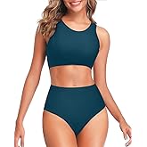 Tempt Me Women Two Piece High Waisted Bikini Set Sporty Swimsuits Bathing Suit with Bottom for Teen Girls