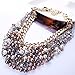 Women Cluster Necklace Crystal Faux Pearl Pendant Bib 18K Gold Plated Chain