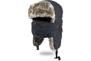 BROTOU Trapper Hat, Winter Warm Trooper Hats with Ear Flaps and Mask, Winter Hat for Men/Women, Fur Lined Ushanka Hat