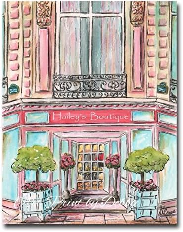 Paris Decor Fashion Boutique Print For Girls French Themed Bedroom - Personalized, 6 Sizes, 5x7" to 24x36"