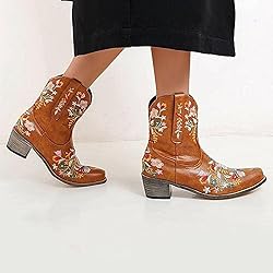 Hbeylia Cowboy Boots For Women Vintage Embroidery