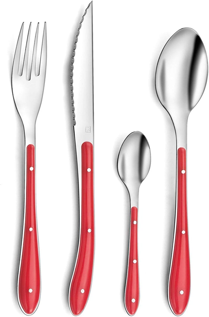 AmefaBistro 1-2-3 – Set of Cutlery, 24 Pieces, Stainless Steel 9 x 9 x 24 cm red