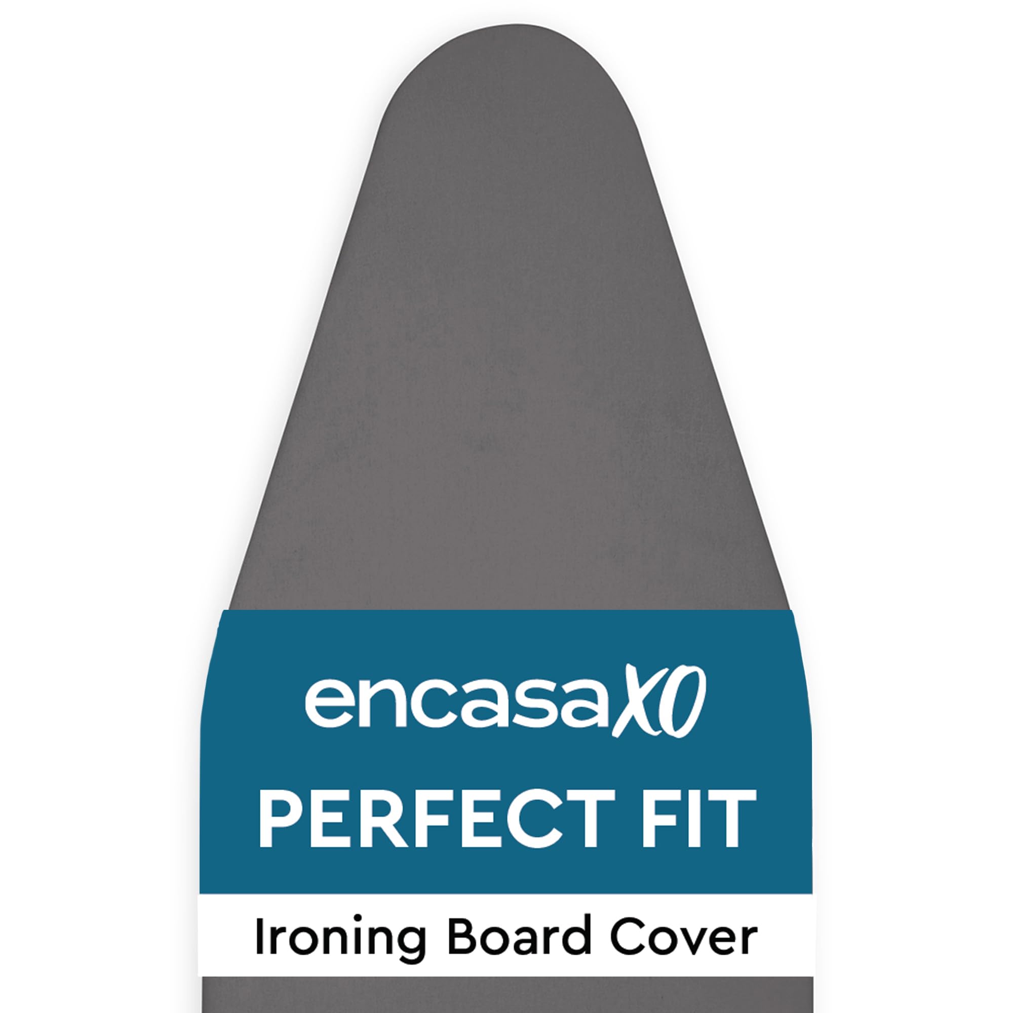 Encasa XO Mini Ironing Board Cover with Extra Thick Pad, Plain Colors, Elasticated, (Fits Standard Large Boards of 125x39 cm) Heat Reflective - Grey