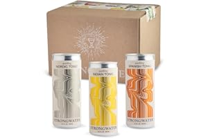 Strongwater Tonic Water Variety Pack (Pack of 12, 8.4 Fl Oz Each) - Includes Nordic Tonic, Indian & Spanish Tonic - Premium Craft Cocktail Mixers Sampler