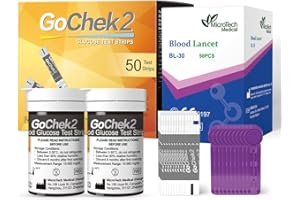 MicroTech Blood Glucose Test Strips & Lancets, 180d Valid, Immune to Blood Oxygen, only for Gocheck2, 50 Count.
