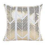 Super Soft Throw Pillow Case Cover Gold Foil, FreshZone Christmas Pillow Covers 18x18 Xmas Pillow Case Decorative (Gold B)