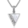 COZBUTY Celtic Necklace for Men, Triangle Necklace Celtic Knot Pendant 925 Sterling Silver Men's Tiger Eye Necklace Triangle Men`s Necklace Viking Pendant Jewelry for Men Birthday
