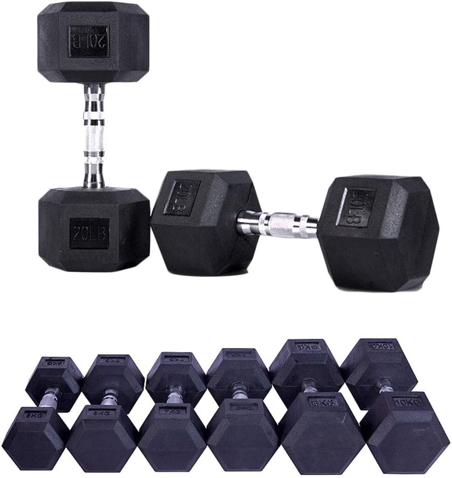 Rubber Hex Dumbbells 1 PC 5kg to 30kg Fitness Equipment Training Arm