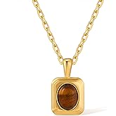 Agriajun Gold Tigers Eye Pendant Stone Necklaces for Women, Chunky Gemstone Necklace Wedding Prom Fashion Jewelry Gifts