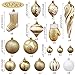 Sea Team 50-Pack Assorted Shatterproof Christmas Ball Ornaments Set Decorative Baubles Pendants with Premium Gift Wrapping Ribbon for Xmas Tree (Gold)