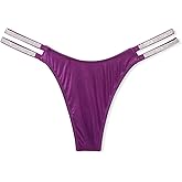 Victoria's Secret Double Shine Strap Smooth Thong Panty Color Purple Size Medium New