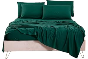 Bedlifes Queen Sheet Set- Cooling Sheets-Ultra Soft-Silky-Breathable-Deep Pocket- 1800 Series Bedding Set Microfiber- Green Bed Sheets Queen Size 4 Pieces