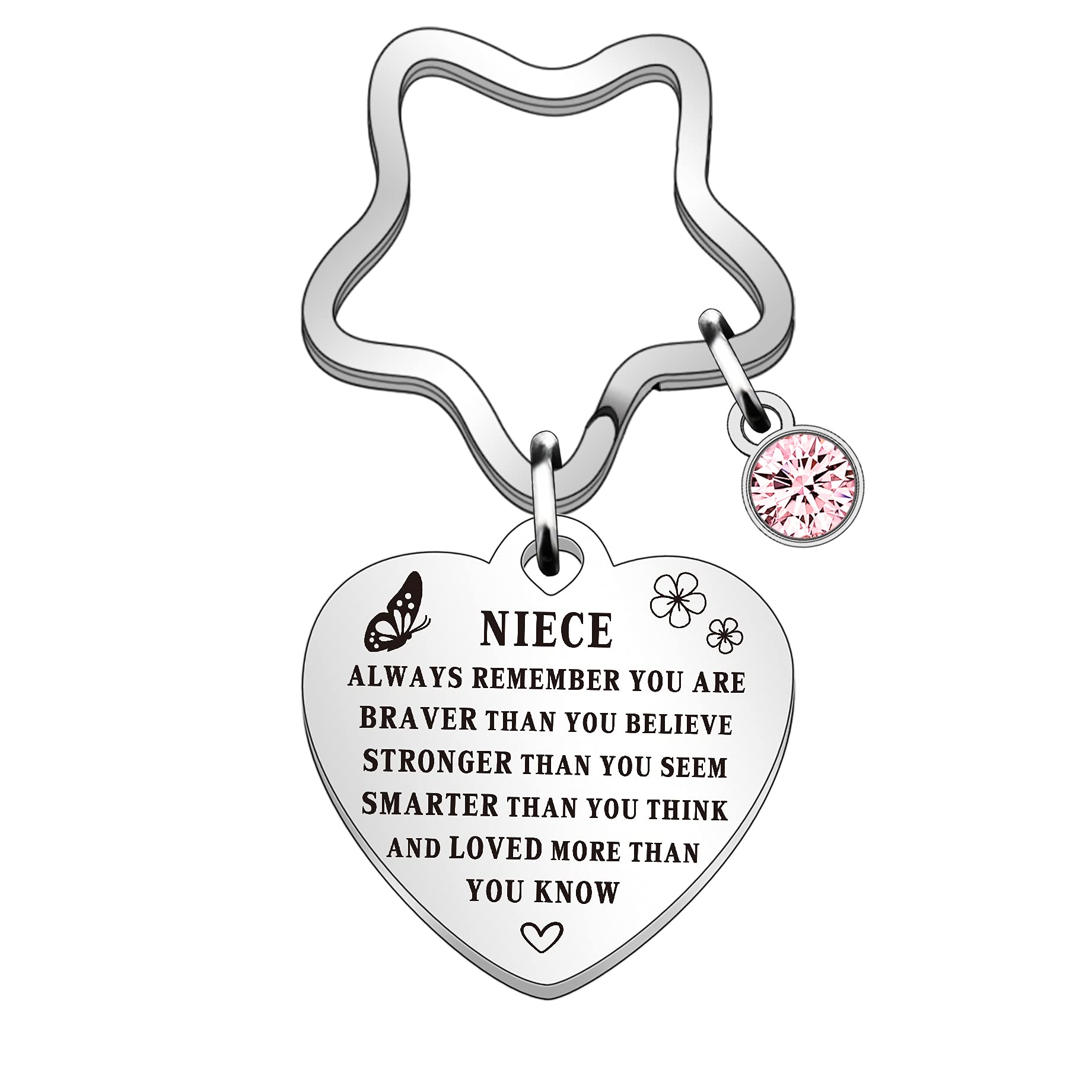 QMVMV Niece Gifts Niece Keyring from Auntie Uncle Always Remember You Are Braver Than You Believe Birthday Wedding Christmas Gifts for Niece