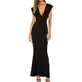 SHESEEWORLD Women's Sleeveless Deep V Neck Evening Gown Bodycon Party Cocktail Maxi Dress Gown