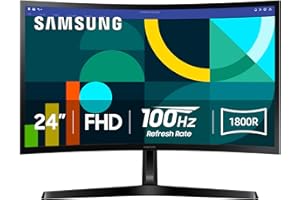 SAMSUNG 24" Essential S3 (S36GD) Series FHD 1800R Curved Computer Monitor, 100Hz, Game Mode, Advanced Eye Comfort, HDMI and D-sub Ports, LS24D366GANXZA