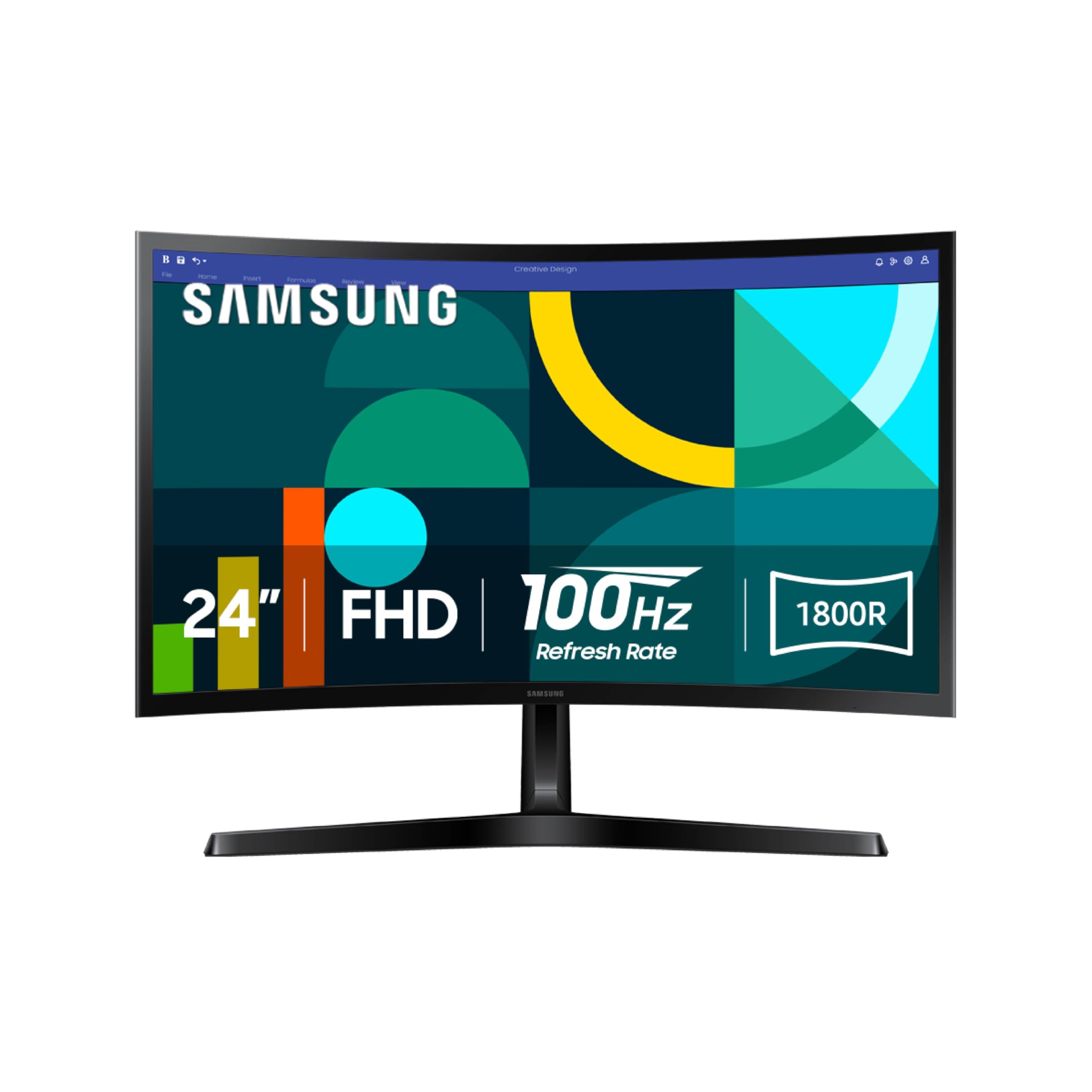 Photo 1 of **SCREEN IS DAMAGED**Samsung 24" Essential S3 (S36GD) Series FHD 1800R Curved Computer Monitor, 100Hz, Game Mode, Advanced Eye Comfort, HDMI and D-sub Ports, LS24D366GANXZA
