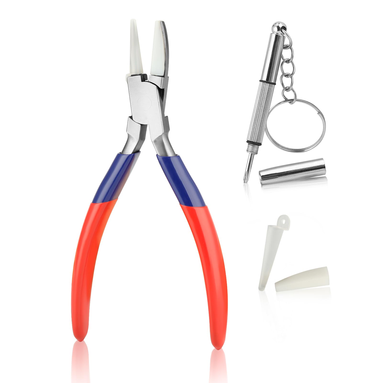 GOLD DEER Eyeglasses Frame Pliers, Stainless Steel 2CR13, Round & Nylon Jaw, Ergonomic Grip, Adjusting Eyeglass Pile Head Opening, Jewelry Making, Wire Wrapping