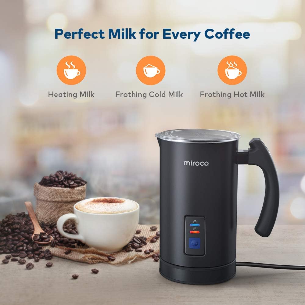 Milk Frother, Miroco Stainless Steel Milk Steamer with Hot & Cold Milk