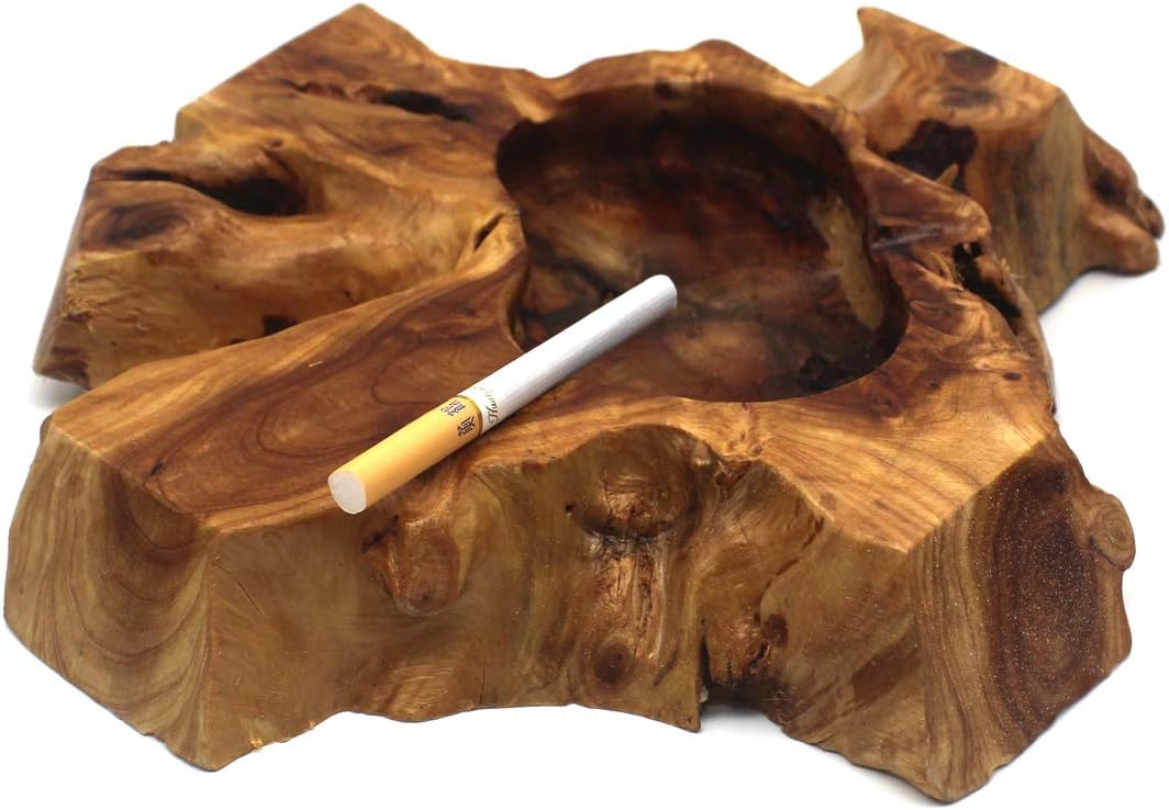 LOKEKE Unique Handmade Wooden Cigar Ashtray - Irregular Wooden Decorative Tobacco Ashtrays for Home and Office, Randam Delivery
