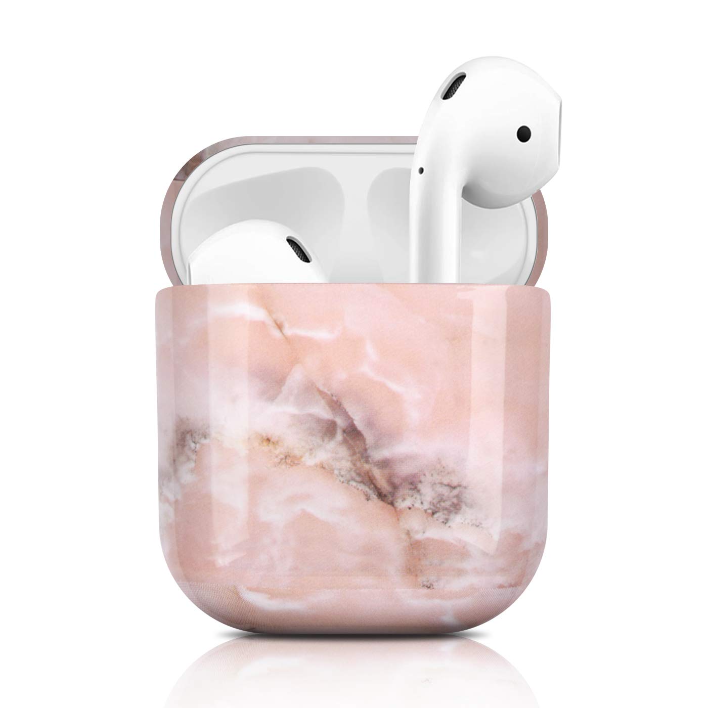Newseego Compatible with AirPods Case, Airpods PC Hard Case Marble Cover Stylish Case Full Protective AirPods Charging Case Skin for AirPods 2/1 Charging Case - Pink