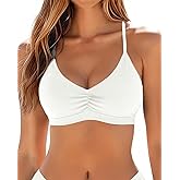 Women Bikini Top - V Neck Swimsuits Top Only Crisscross Bathing Suit Swim Bra Padded
