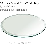 Fab Glass and Mirror 3/8" Thick Beveled Tempered Round Glass Table Top, 30"