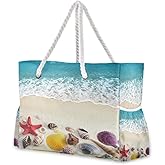 senya Large Beach Bags Totes Canvas Tote Shoulder Bag Soft Wave Water Resistant Bags for Gym Travel Daily Ocean
