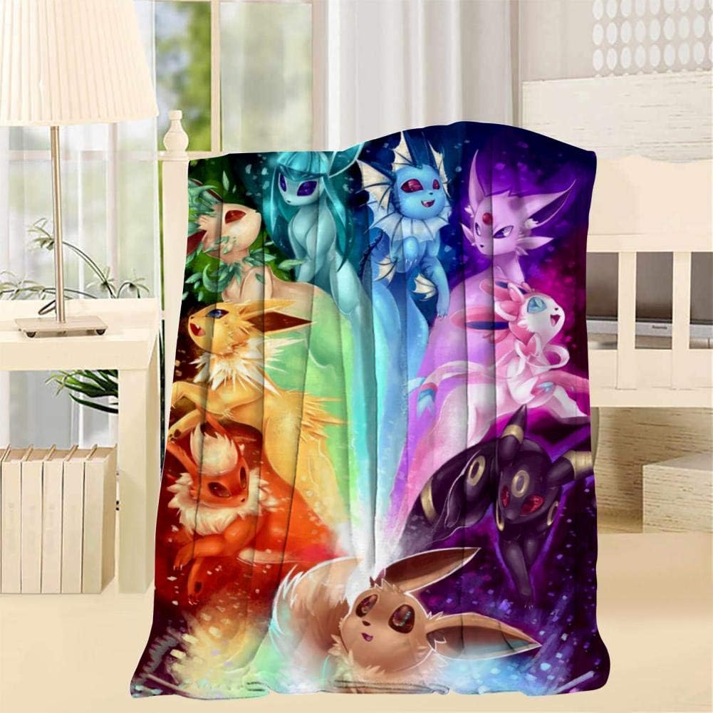BEKAIHOME E-evee Evolution Art Luxurious Fur Blanket Smooth Soft Print Throw/Twin Blanket for Sofa/Bed/Office Twin 60"x80"