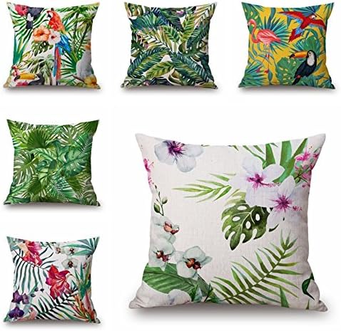 Throw Pillow Covers Cotton Linen Sofa Cushions Case Standard 18 x 18 for Couch Set of 6