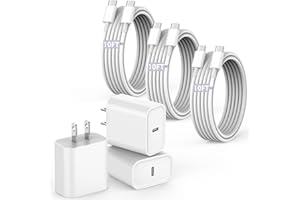 VAGAVO 10FT Fast Charging Cord for iPhone 17 16e 15,3Pack Extra Long 10Foot USB C to Type C Charger Cable 20W USBC Charger Block Cube Super Quick Charging for iPhone 17 Air/17 16 15 Pro/Plus/Pro Max,iPad Pro