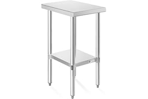 KUTLER Stainless Steel Table 24 x 12 Inches, NSF Heavy Duty Commercial Kitchen Prep and Work Table with Undershelf for Restaurant, Hotel, Home