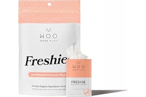 Woo More Play Freshies: All-Natural Feminine Intimacy Towelette Wipes with Coconut Oil and Aloe Vera, Promotes Feminine Health & Helps Alleviate Irritation - Vegan and Cruelty Free, 10ct