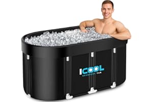 ICOOL RECOVERY TUBS iCool Oval Ice Bath Tub | 130 Gal XL Large Highly Insulated Portable Cold Plunge Tub | Foldable & Inflatable Full-Body Cold Tub for Athletes Recovery at Home, Outdoors, Gym Use | Designed in the US