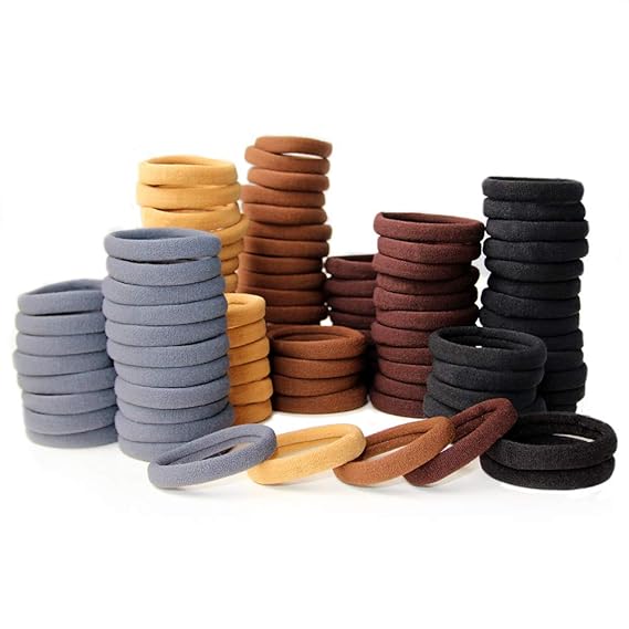 100 Pack Thick Elastics Hair Ties, Large Stretch Seamless