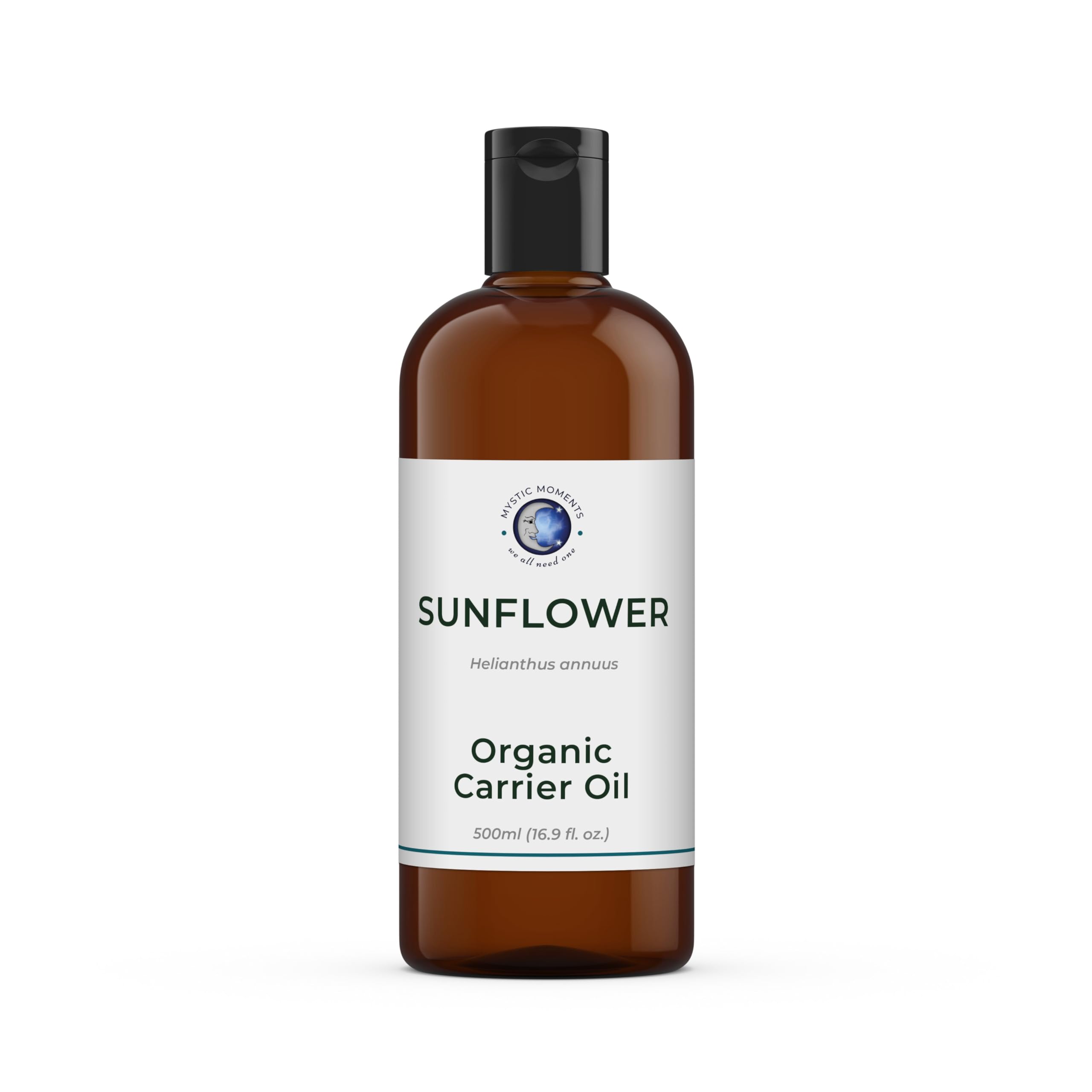 Mystic Moments | Sunflower Organic Carrier Oil 500ml | Cold Pressed Helianthus Annuus Seed Oil | Rich in Vitamins A D E | Lightweight & Fast Absorbing | Skin & Hair | Refined | Vegan GMO Free