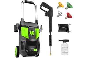 DECOKTOOL Electric Pressure Washer - 4000 PSI 2.8 GPM Electric Power Washer with 35FT Power Cord, 4 Different Nozzles, Soap Cannon for Car, Garden, Yard, House, Green