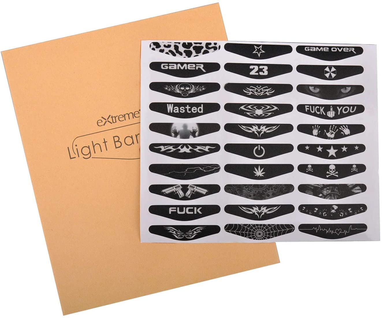 eXtremeRate 30 Pcs/Set Color Artwork Pattern Signs Led Lightbar Cover Light Bar Decals Stickers Flim for ps4 for ps4 Slim/Pro Controller Skins