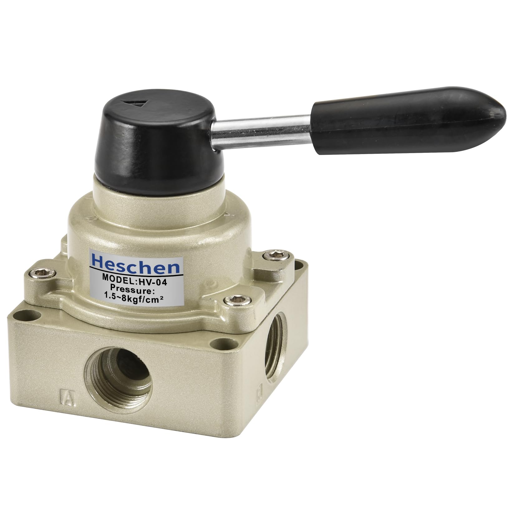 Heschen Rotary Lever Hand Valve, HV-04, PT1/2'', 3 Postion 4 Way, Air Flow Control Valve