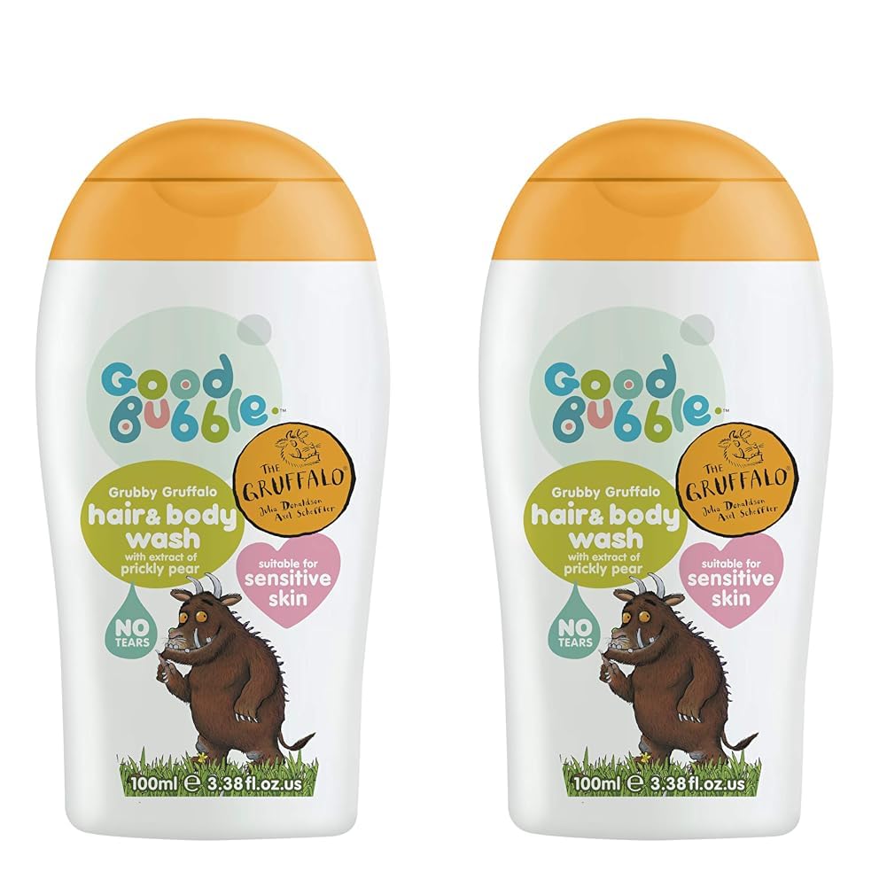 Good Bubble Gruffalo Hair & Body Wash with Prickly Pear Extract - Tear-Free and Sulphate Free Kids Body Wash for Sensitive Skin - 100ml Travel Size (Pack of 2)