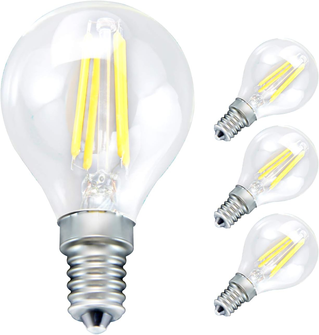 LangPlus+ E14 LED Vintage Golf Ball SES Filament Bulb, Non-Flicker & No Buzzling Dimmable G45 Glass Globe Bulb 4W