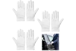 6Pcs White Cotton Gloves, Universal Moisturizing Glove, Multifunctional White Parade Gloves, Sensitive Skin Protection for Ec