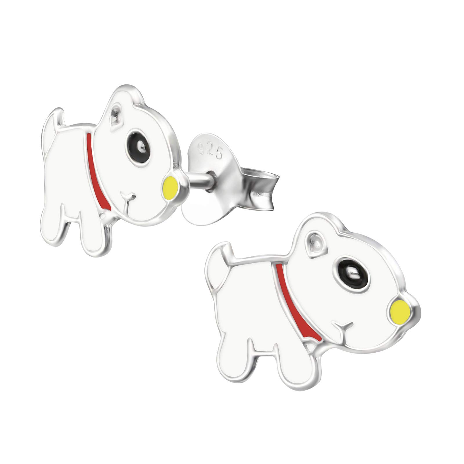 925 Sterling Silver Lightweight Hollow-Back Dog Stud Earrings for Women & Girls – Cute Animal Puppy Pet Jewellery Gift Boxed