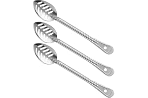 OCS Parts Professional Series Slotted Long Handle Cooking Spoon | Stainless Steel Stirring and Basting Spoon for Home and Commercial Kitchens | Perfectly Drains Liquid and Sauces (3, 13-Inch)