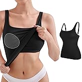 V FOR CITY Women's Tank Top with Built in Bras Adjustable Wide Strap Padded Camisole Summer Cami Shirts