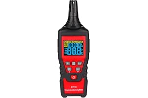 INTENDVISION Digital Temperature Humidity Meter Professional Psychrometer Thermo-Hygrometer with Dew Point & Wet Bulb Temperature, Color LCD Backlight, MAX/MIN/AVG