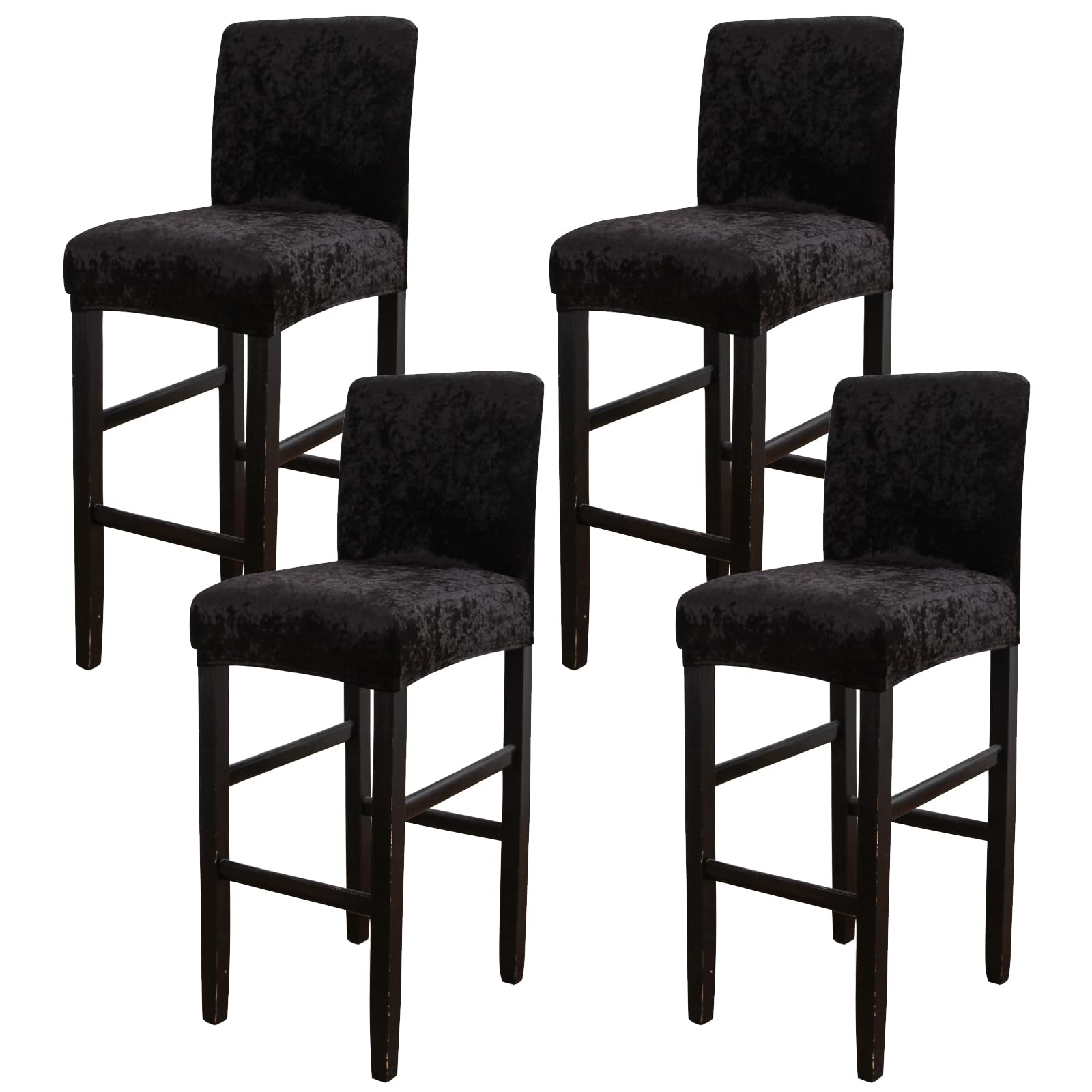 Bar Stool Chair Cover, Velvet Counter Stool Covers Elastic Stretch Removable Washable High Stool chair cover for Short Swivel Dining Chair Back Chair Bar Stool Chair (Black, 4) …