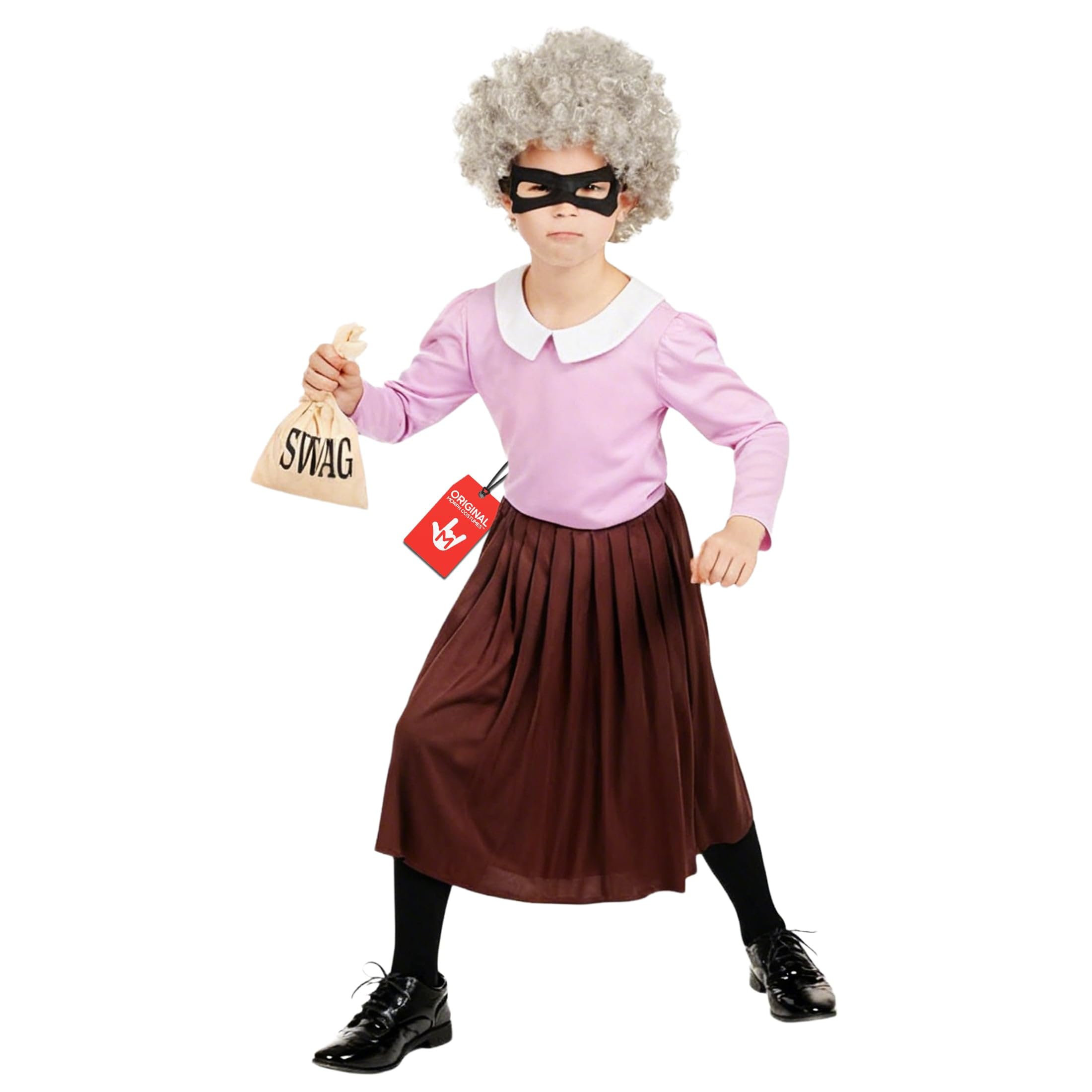 Fun Shack Burglar Granny Costume Kids, Kids Granny Costume, World Book Day Costumes for Girls, World Book Day Costumes, Medium