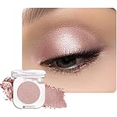 QIDSTERS Champagne Shimmer Single Eyeshadow, Lightweight Blendable Mini Eye Shadow for Older Women, Monochrome Eyeshadow Palette Makeup Pigmented Waterproof, Vegan &amp; Cruelty-Free, 24